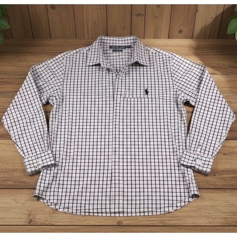 Ralph Lauren Shirt Mens Extra Large Check Plaid Classic Fit Long Sleeve White